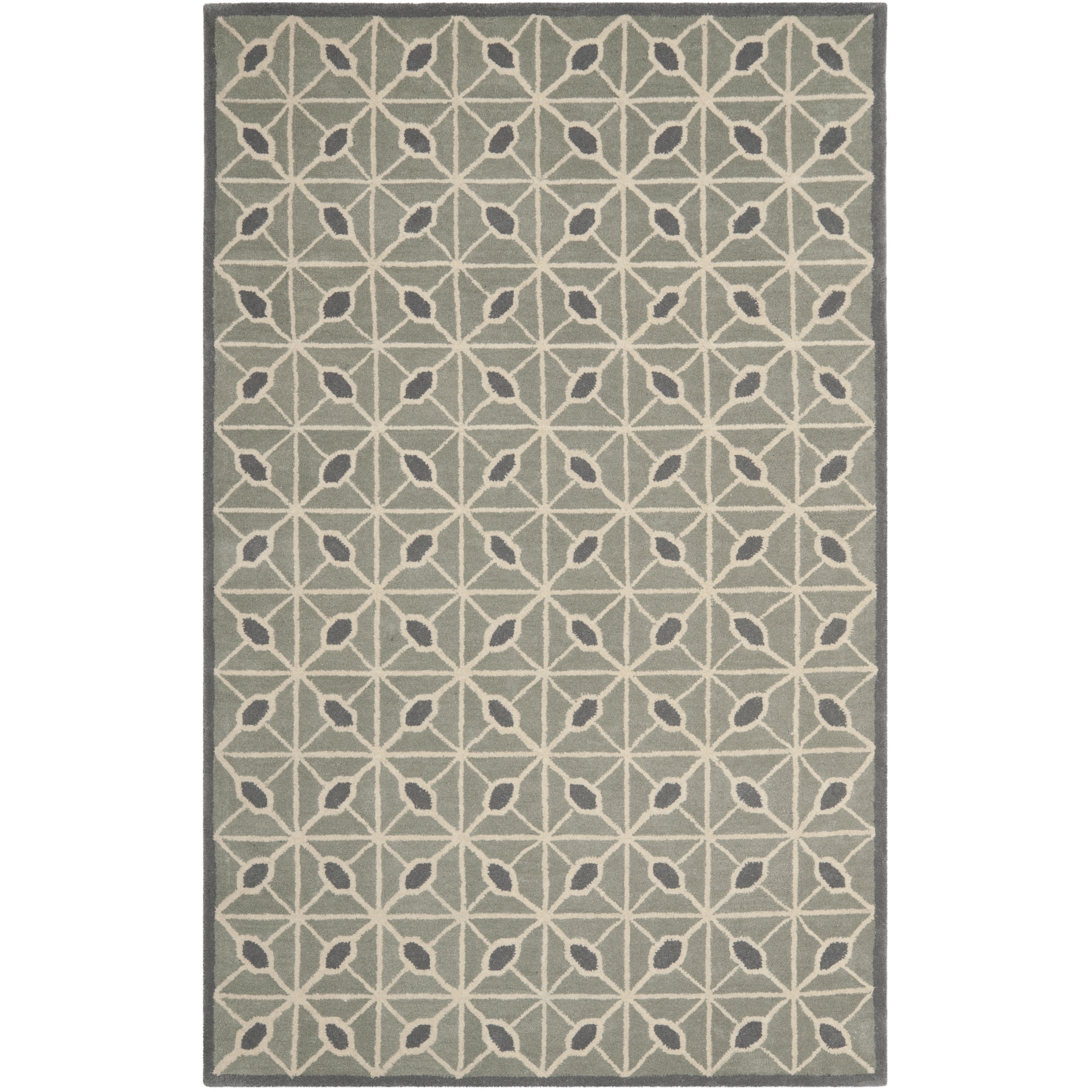 Isaac Mizrahi By Safavieh Fashion Grid Dark Grey/ Charcoal Wool Rug (4 X 6)