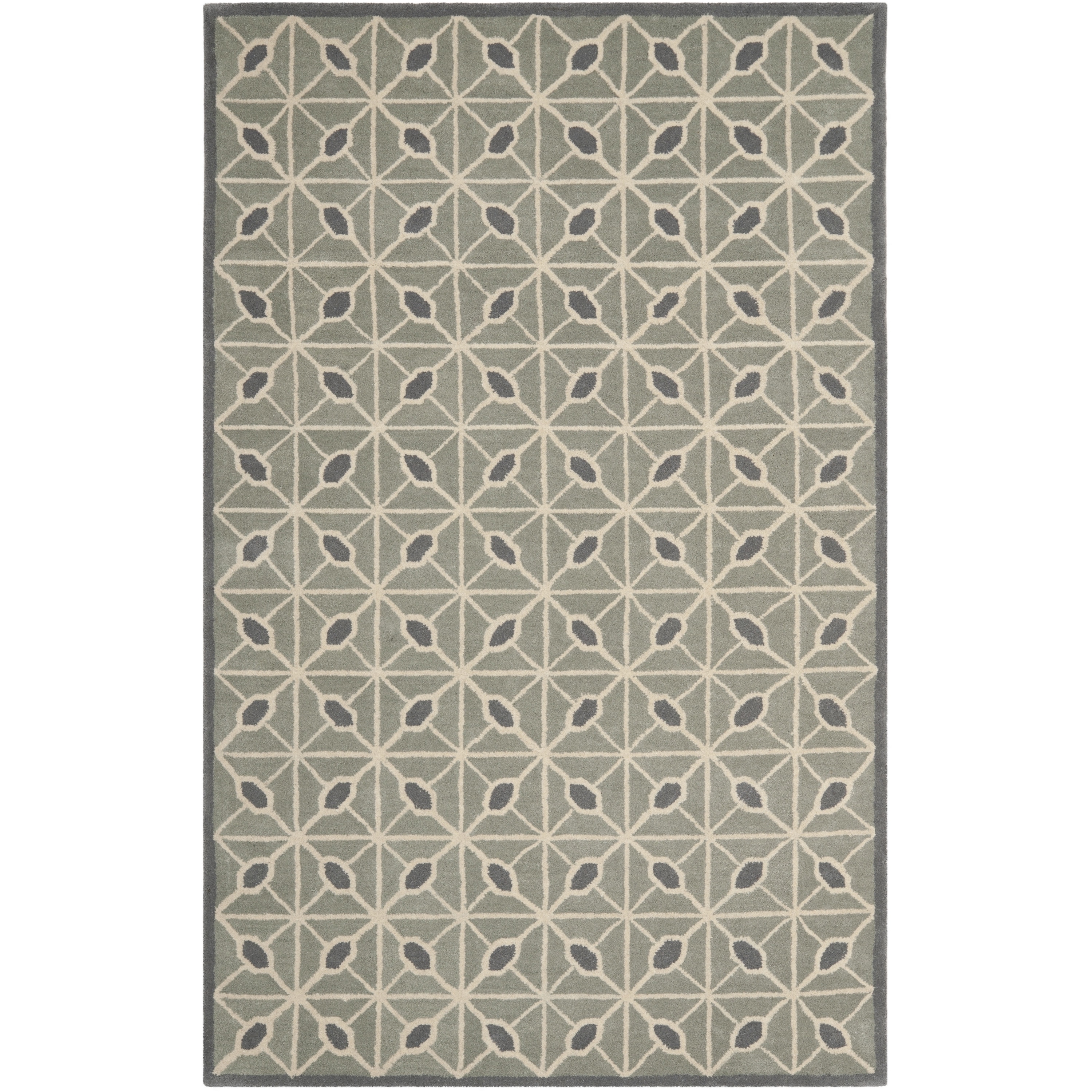 Isaac Mizrahi By Safavieh Fashion Grid Dark Grey/ Charcoal Wool Rug (5 X 8)