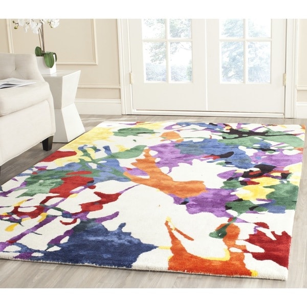 Isaac Mizrahi by Safavieh Handmade White Splatter Wool Rug - 8' x 10'