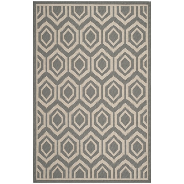 Safavieh Courtyard Honeycomb Anthracite/ Beige Indoor/ Outdoor Rug - 9' x 12'