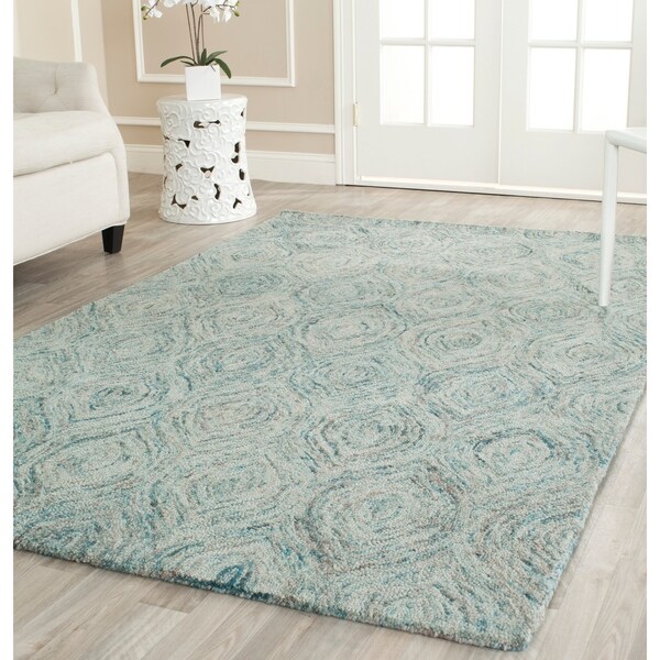 Safavieh Handmade Ikat Ivory/ Sea Blue Wool Rug - 6' x 9'