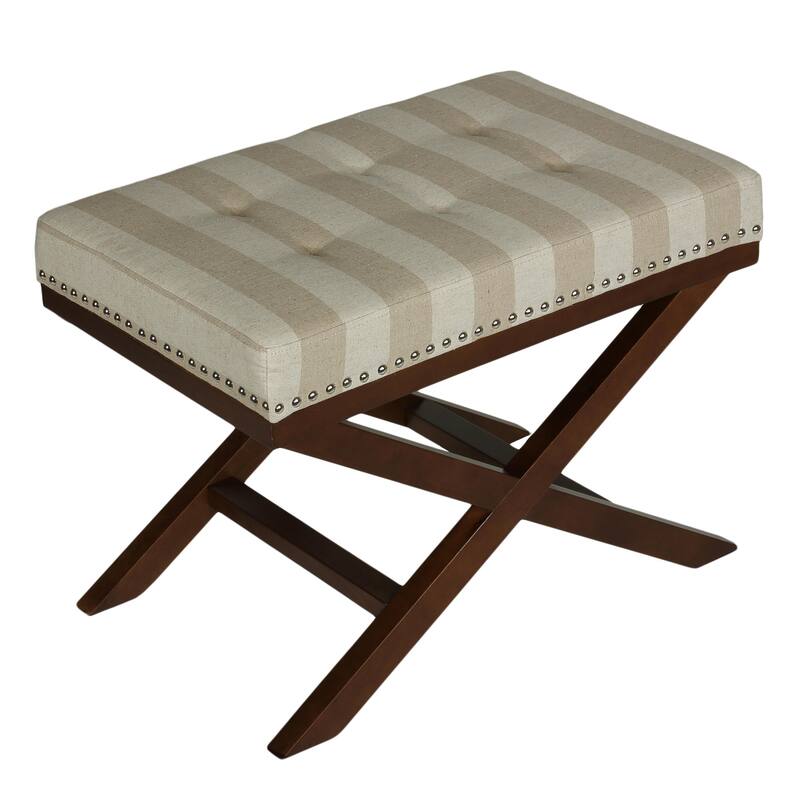 Cortesi Home X-shape Sandy Beach Striped Bench Ottoman