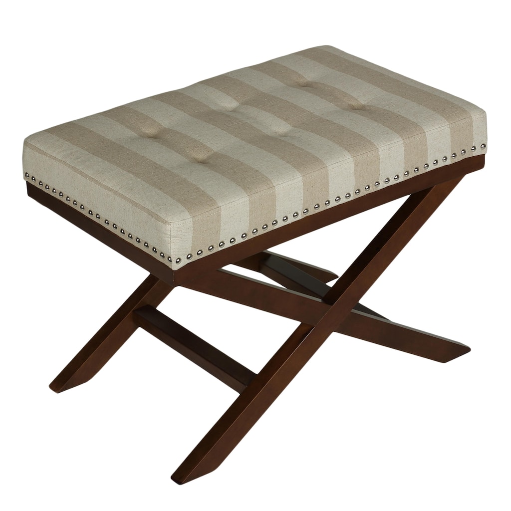 Cortesi Home X-shape Sandy Beach Striped Bench Ottoman