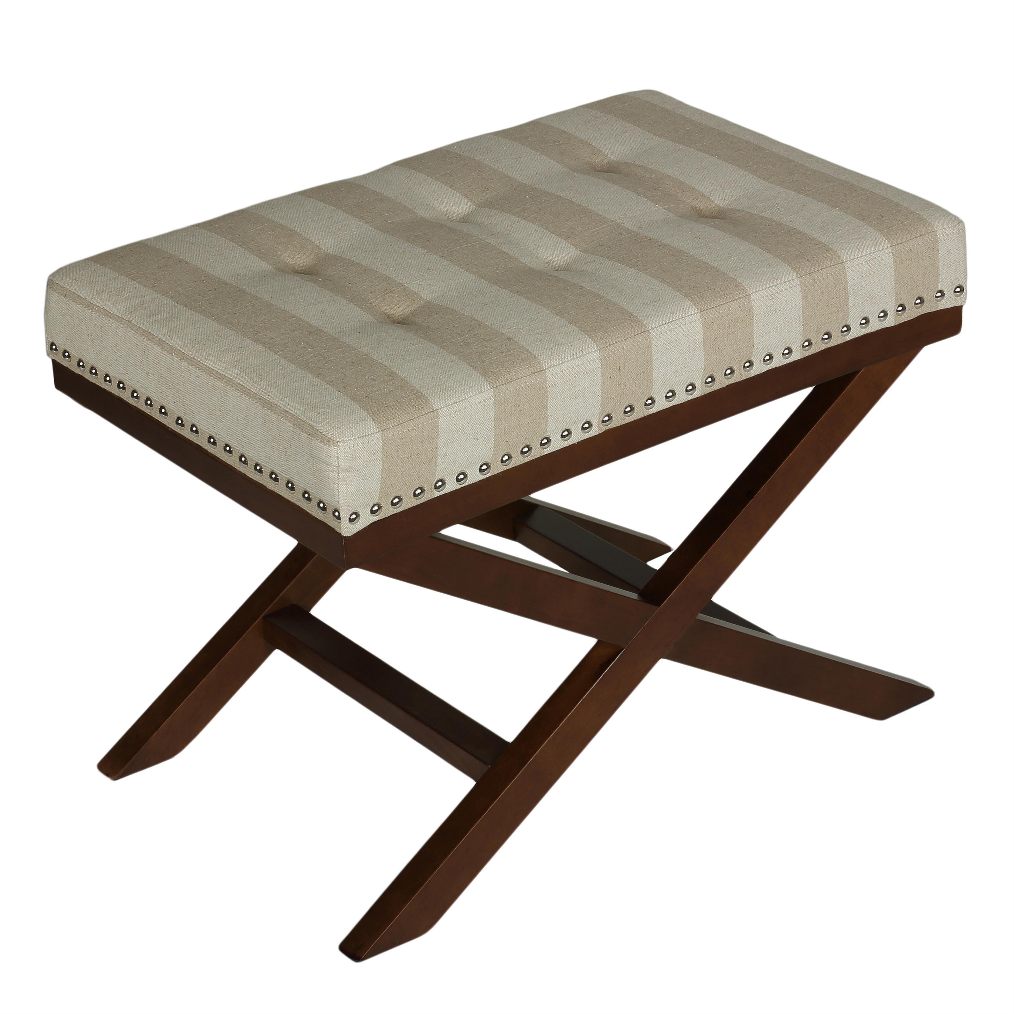 Cortesi Home X shape Sandy Beach Striped Bench Ottoman