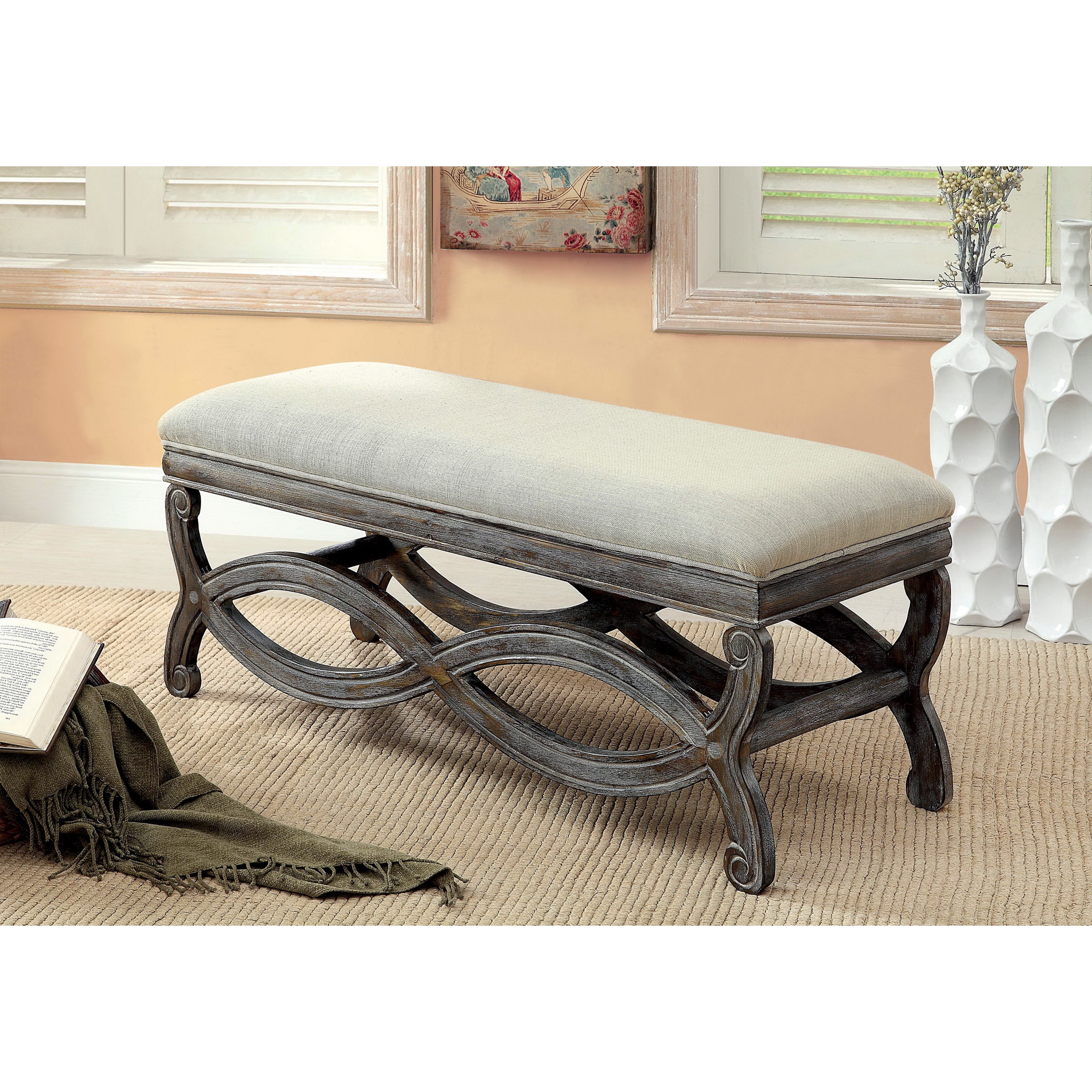 Furniture Of America Quazi Gray Solid Wood Reclaimed Bench