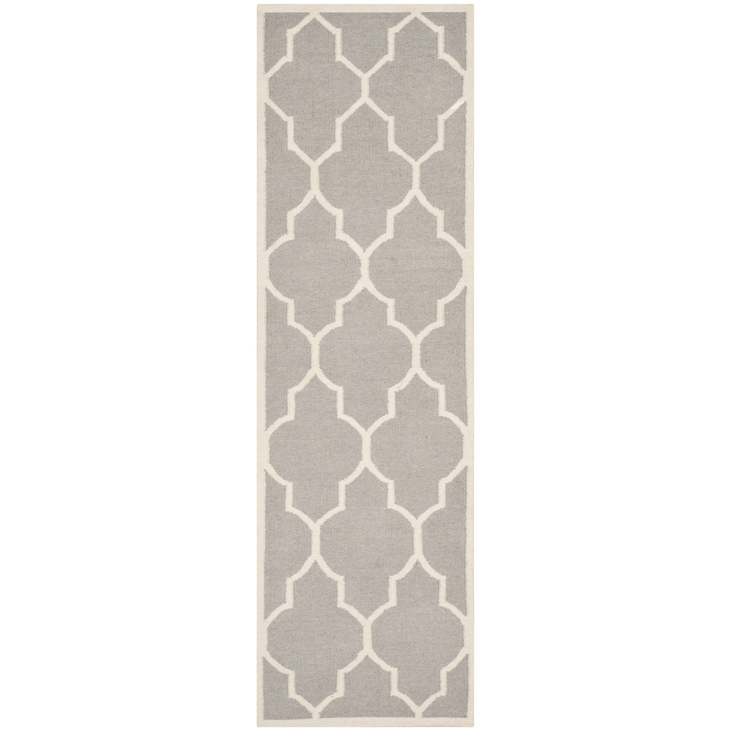 Safavieh Hand woven Moroccan Dhurries Dark Grey/ Ivory Wool Rug (26 X 10)