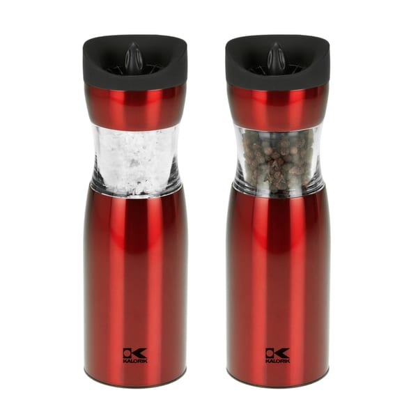 Kalorik Gravity Red Salt and Pepper Grinder Set   16080156  