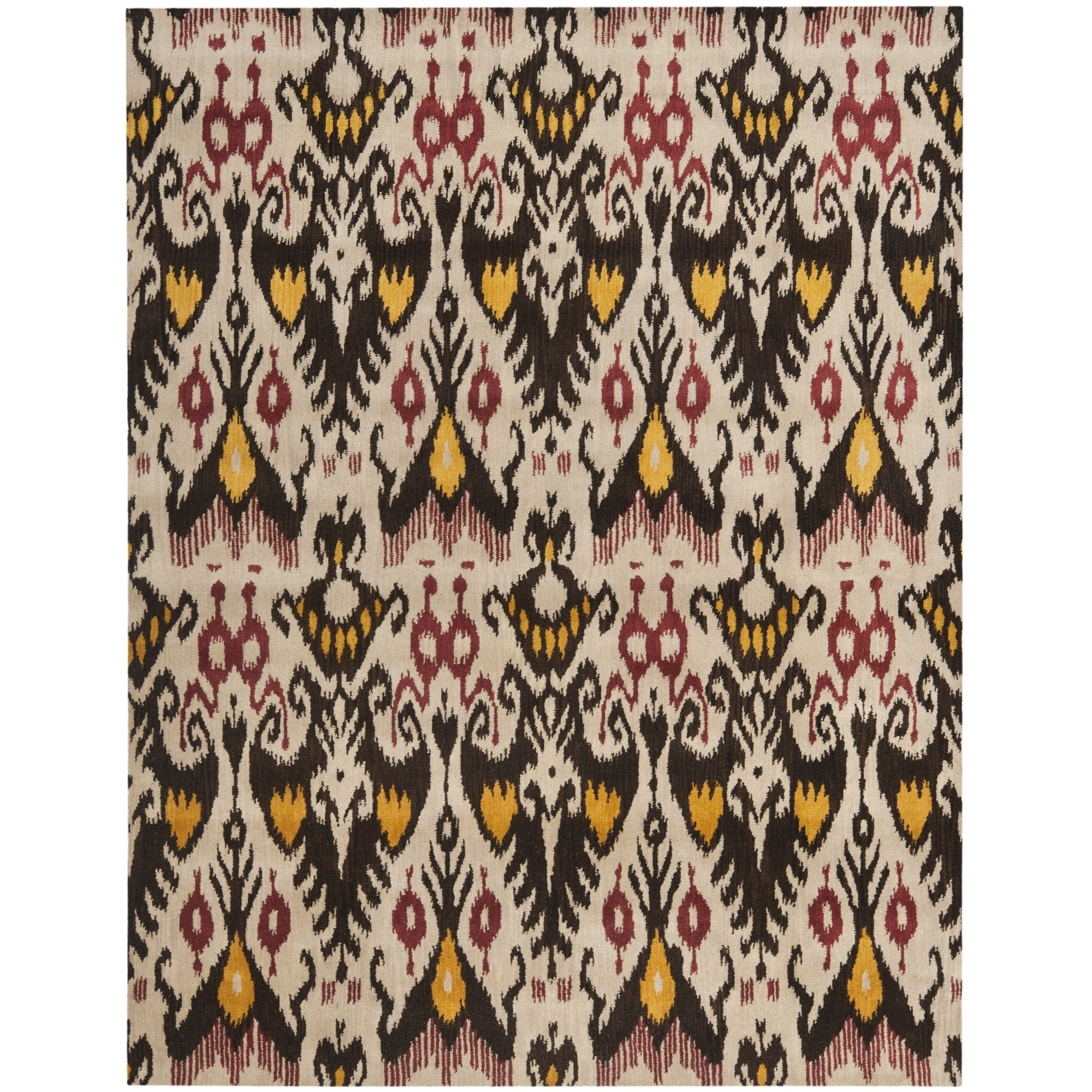 Safavieh Handmade Ikat Beige/ Brown Wool Rug (10 X 14)