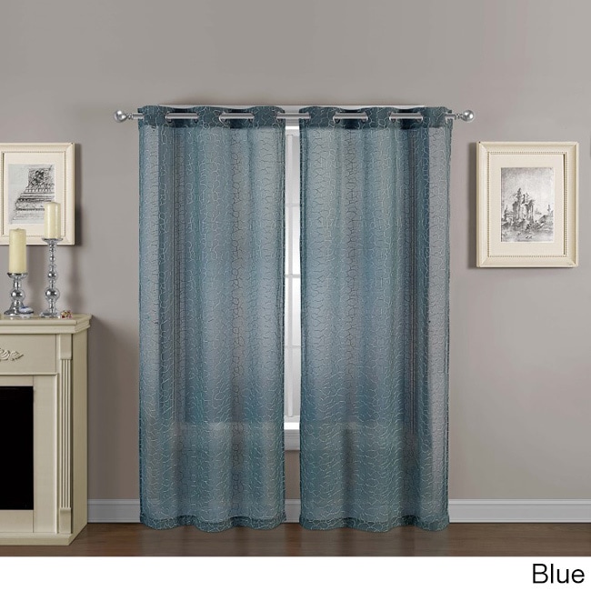 Victoria Classics Calverton 84 inch Sheer Grommet Curtain Panel Pair Blue Size 76 x 84