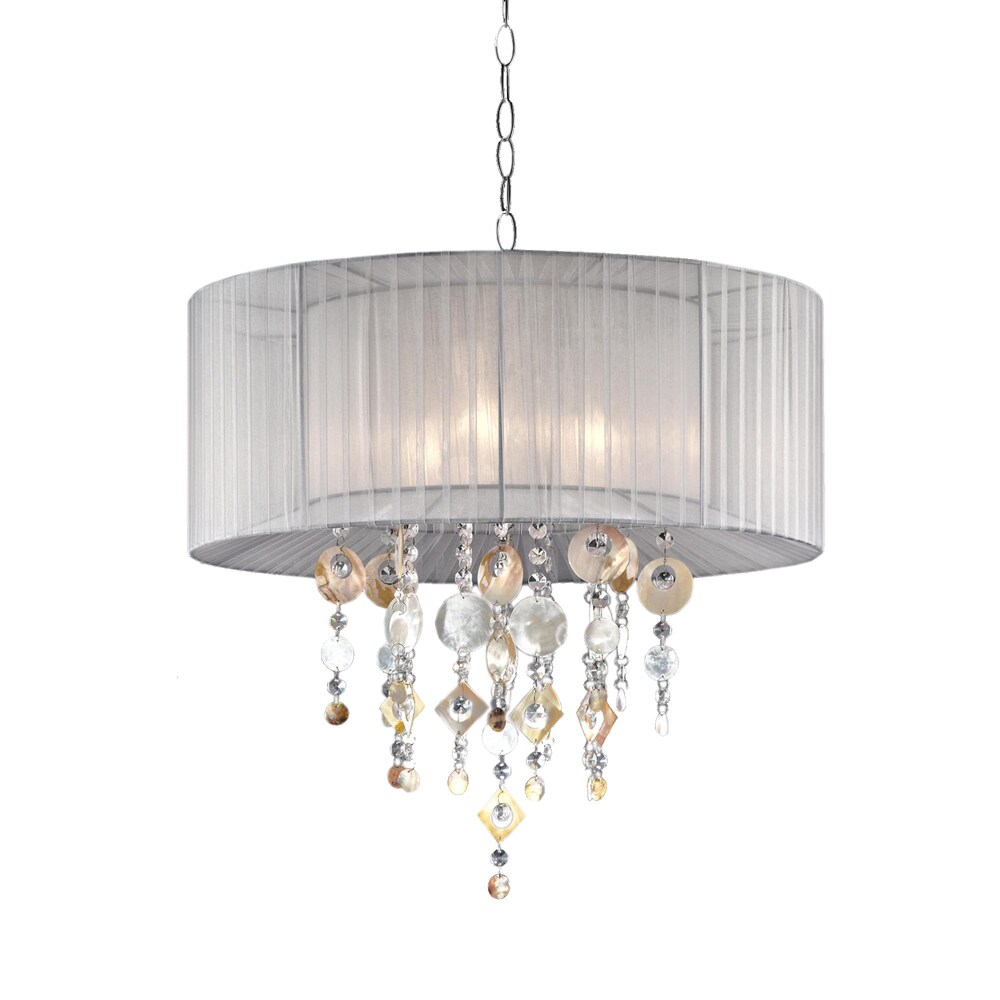 Moon Jewel 21-inch 1-light White/ Capiz Shell Ceiling Lamp - White - Chandeliers For Bedrooms by Overstock.com