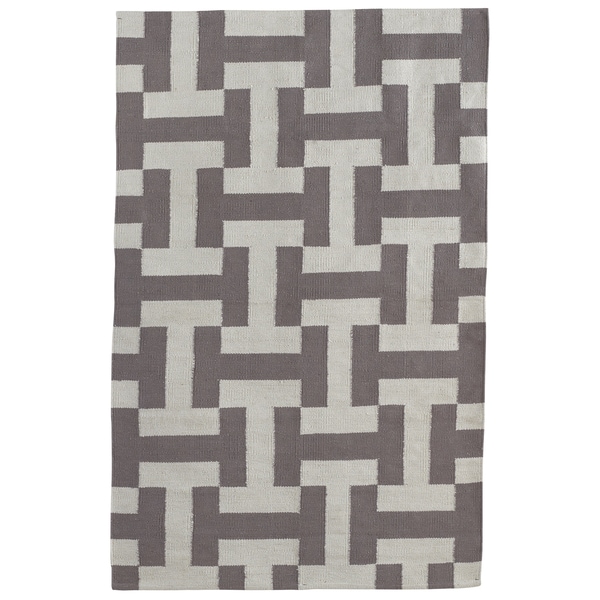 Indo Hand woven Canal Dark Grey/ Ash Modern Geometric Area Rug (4 x 6