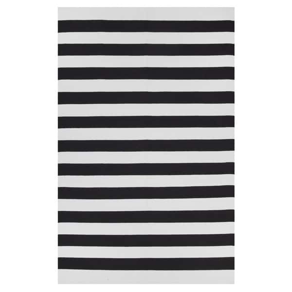 Indo Hand Woven Nantucket Black Bright White Modern Area Rug 4 X 6 Indo Hand Woven Nantucket Black Bright White Modern Area Rug 4 X 6