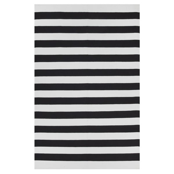 Indo Hand woven Nantucket Black/ Bright White Modern Area Rug (4' x 6') 3x5   4x6 Rugs