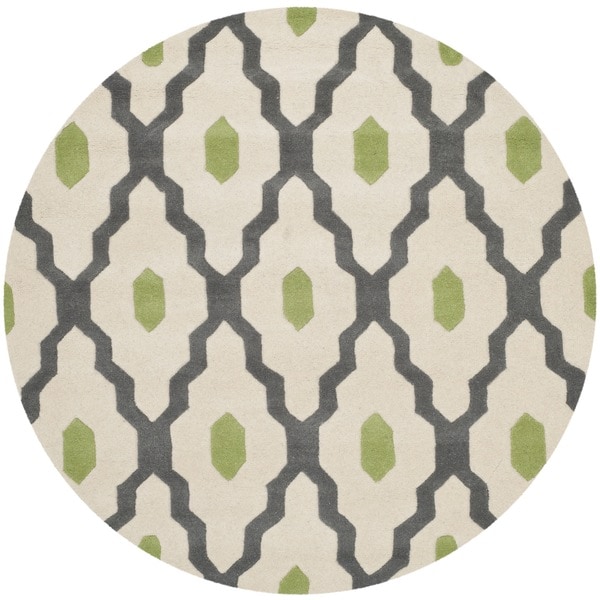 Safavieh Handmade Moroccan Chatham Dark Grey/ Ivory Wool Rug (5' Round) Safavieh Round/Oval/Square