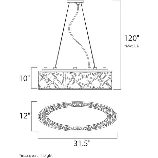 dimension image slide 0 of 2, Maxim Inca 9-light Polished Chrome Linear Pendant Lamp