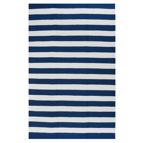 Shop Handmade Indoor Outdoornantucket Blue And White Stripe Rug India 8 X 10 Overstock 8852020