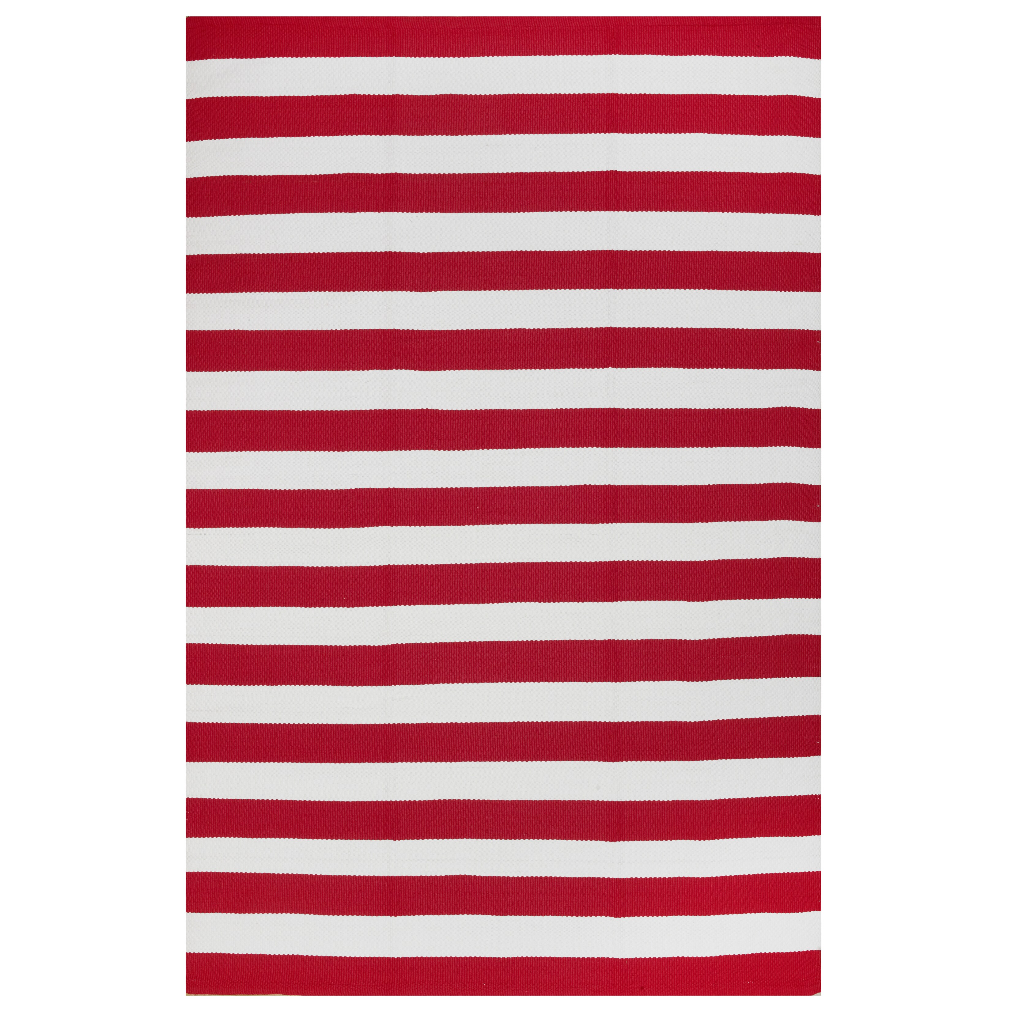 Handmade Nantucket Red Striped Floor Rug India 5 X 8 Nantucket Red Striped Floor Rug