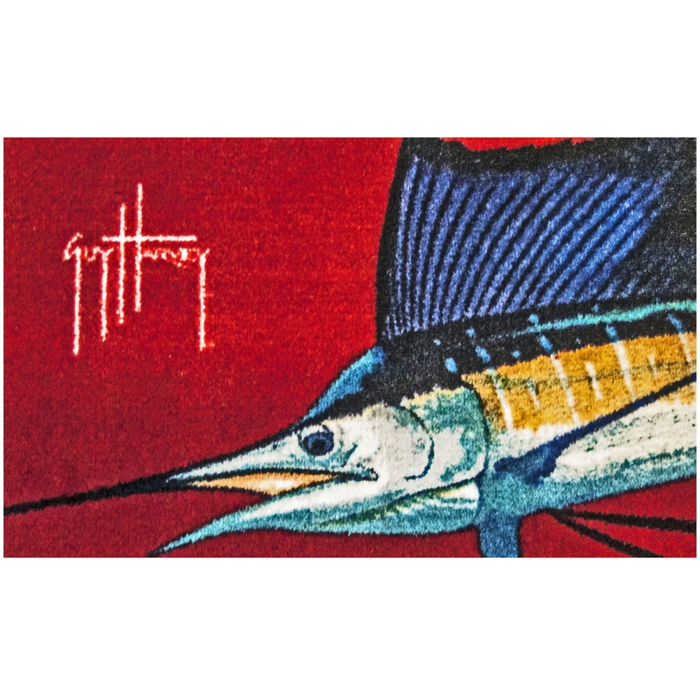 Hand tufted Guy Harvey Sailfish Red Accent Rug (25 X 16)