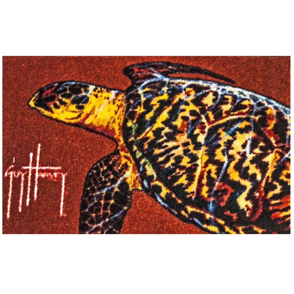 Hand tufted Guy Harvey Sea Turtle Rust Accent Rug (25 X 16)