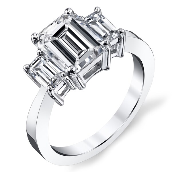 Platinum 2 1/2ct TDW Certified Emerald-cut Diamond Engagement Ring ...