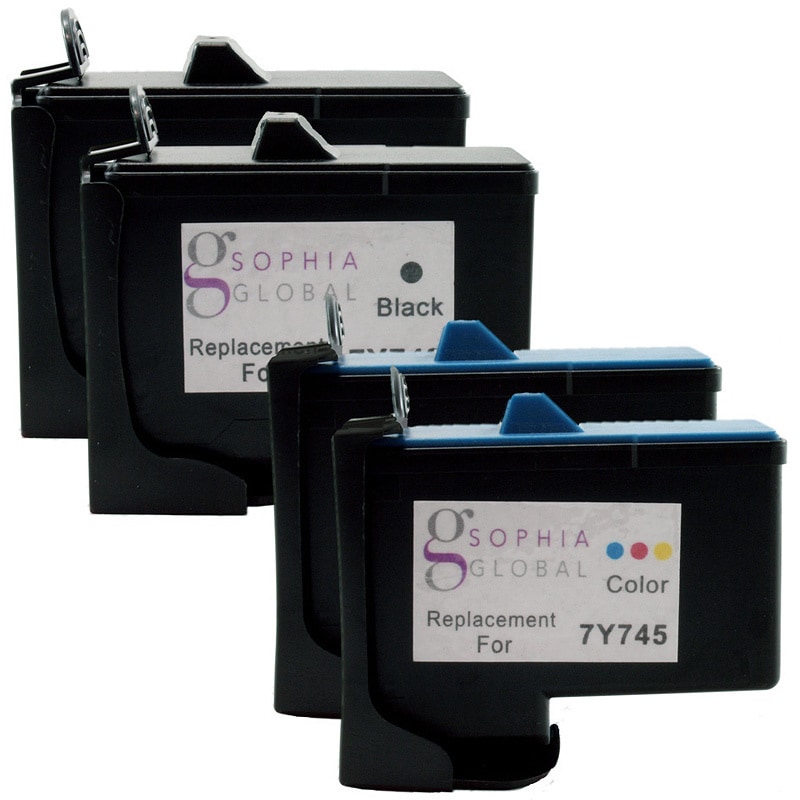 Sophia Global Remanufactured Ink Cartridge Replacement For Dell 7y743 And 7y745 (2 Black, 2 Color)