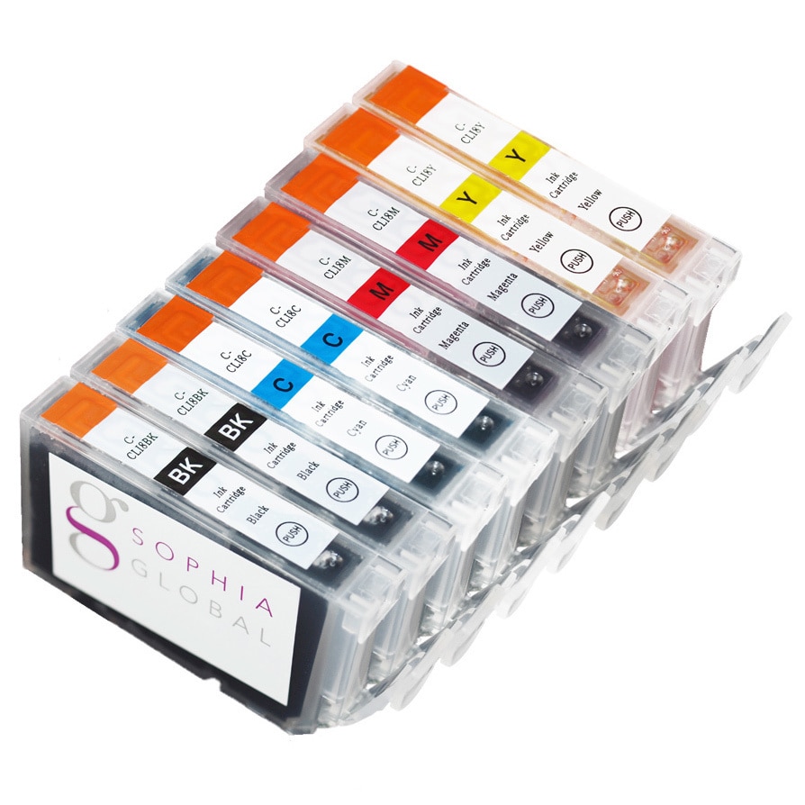Sophia Global Compatible Ink Cartridge Replacement For Canon Cli 8 (2 Small Black, 2 Cyan, 2 Magenta, And 2 Yellow)