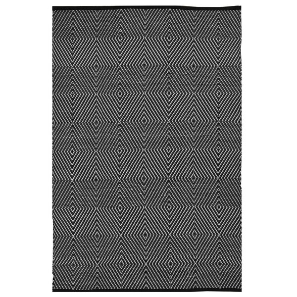 Handmade Indo Zen Black/ White Contemporary Geometric Area Rug (India) - 4' x 6'