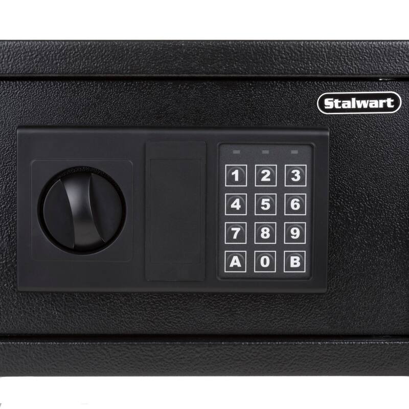 Stalwart Digital Safe - Electronic Steel Safe with Keypad, 2 Manual Override Keys for Home and Business Security - Black
