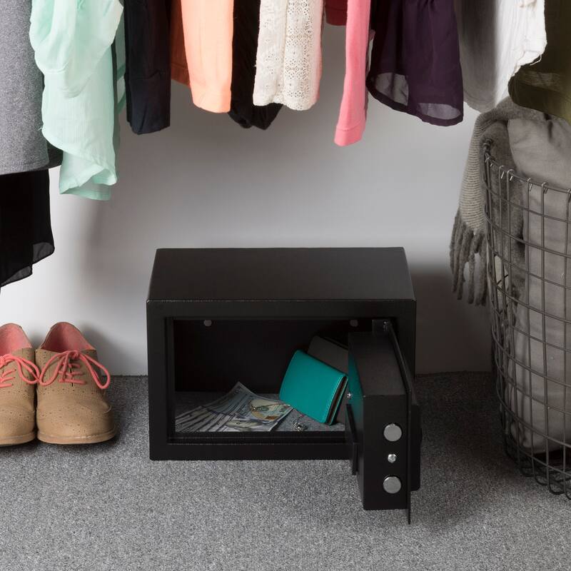 Stalwart Digital Safe - Electronic Steel Safe with Keypad, 2 Manual Override Keys for Home and Business Security - Black