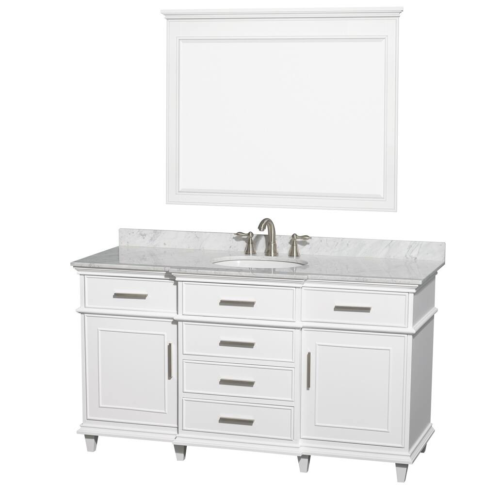 Wyndham Collection Berkeley White 60-inch Single Bathroom Vanity