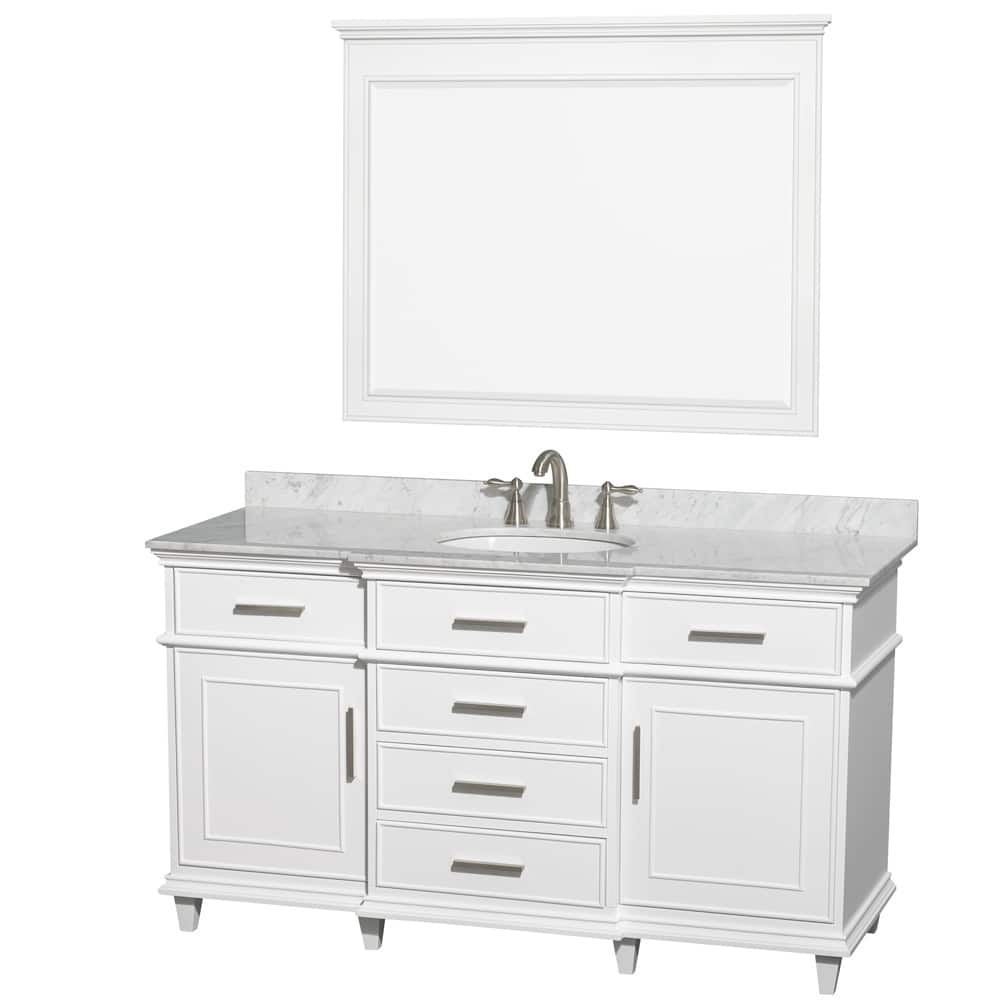 Wyndham Collection Berkeley White 60-inch Single Bathroom Vanity