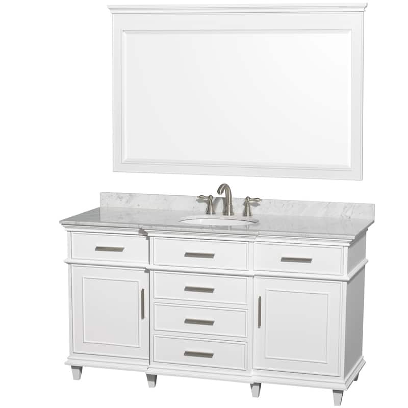 Wyndham Collection Berkeley White 60-inch Single Bathroom Vanity