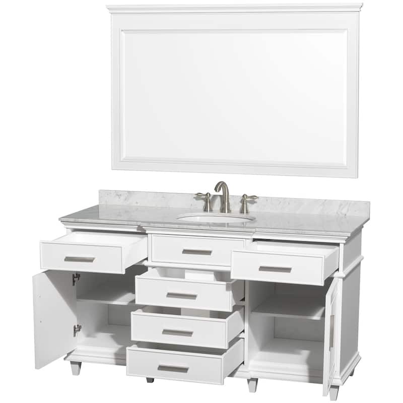 Wyndham Collection Berkeley White 60-inch Single Bathroom Vanity