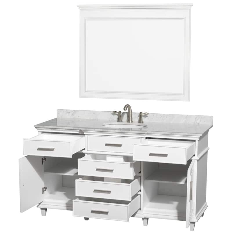 Wyndham Collection Berkeley White 60-inch Single Bathroom Vanity
