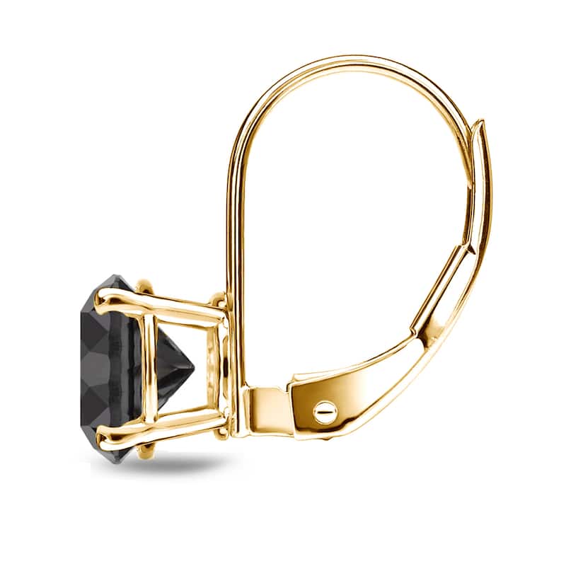 Auriya 1 to 4ctw Solitaire Black Diamond Earrings 14k Yellow Gold