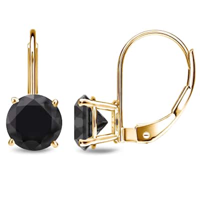 Auriya 1 to 4ctw Solitaire Black Diamond Earrings 14k Yellow Gold