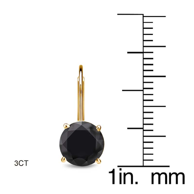 Auriya 1 to 4ctw Solitaire Black Diamond Earrings 14k Yellow Gold