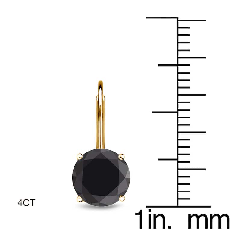 Auriya 1 to 4ctw Solitaire Black Diamond Earrings 14k Yellow Gold