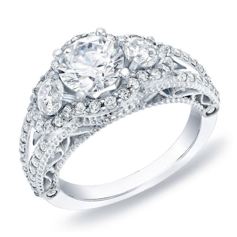 Auriya 14k Gold 2ctw Vintage 3-stone Diamond Engagement Ring