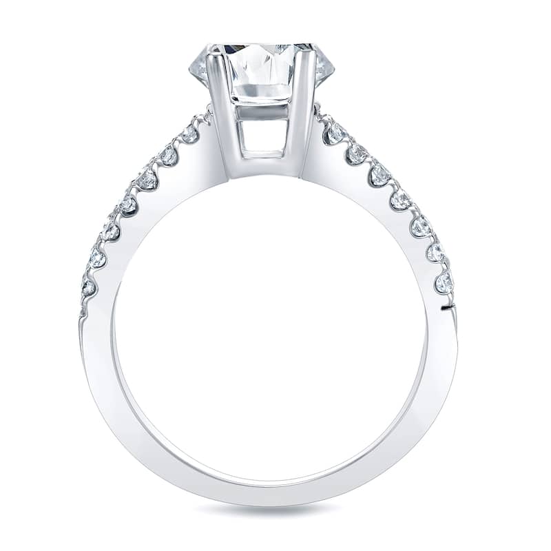 Auriya 14k Gold 1 carat TW Split-shank Round Diamond Engagement Ring (H-I, SI1-SI2)