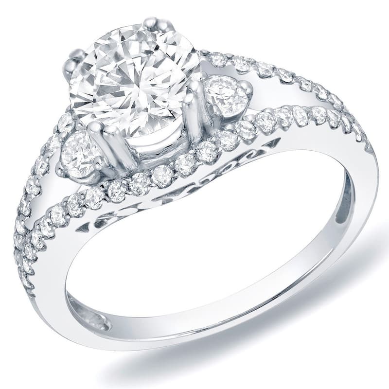 Auriya 14k Gold 1 1/4ctw Modern 3-stone Diamond Engagement Ring Split-Shank (H-I, SI1-SI2) - White - 4