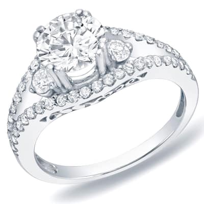 Auriya 14k Gold 1 1/4ctw Modern 3-stone Diamond Engagement Ring Split-Shank (H-I, SI1-SI2)