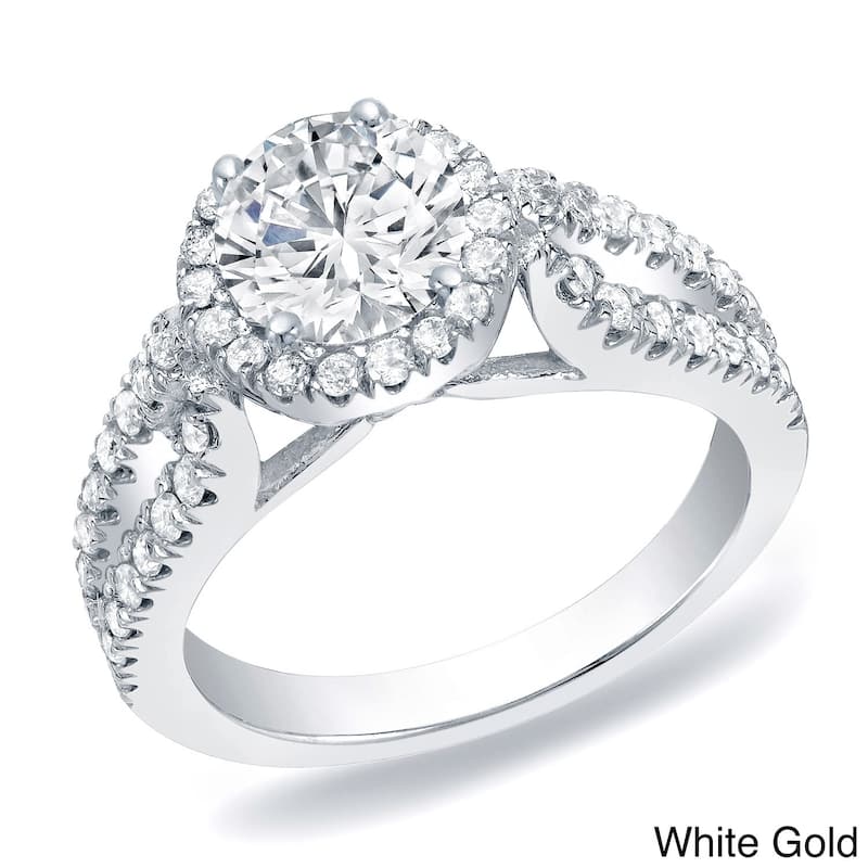 Auriya 14k Gold 1 1/4ctw Split-shank Halo Diamond Engagement Ring