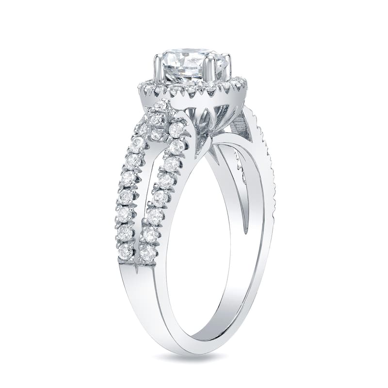 Auriya 14k Gold 1 1/4ctw Split-shank Halo Diamond Engagement Ring