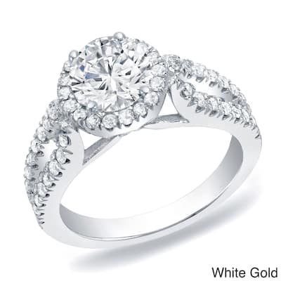 Auriya 14k Gold 1 1/4ctw Split-shank Halo Diamond Engagement Ring