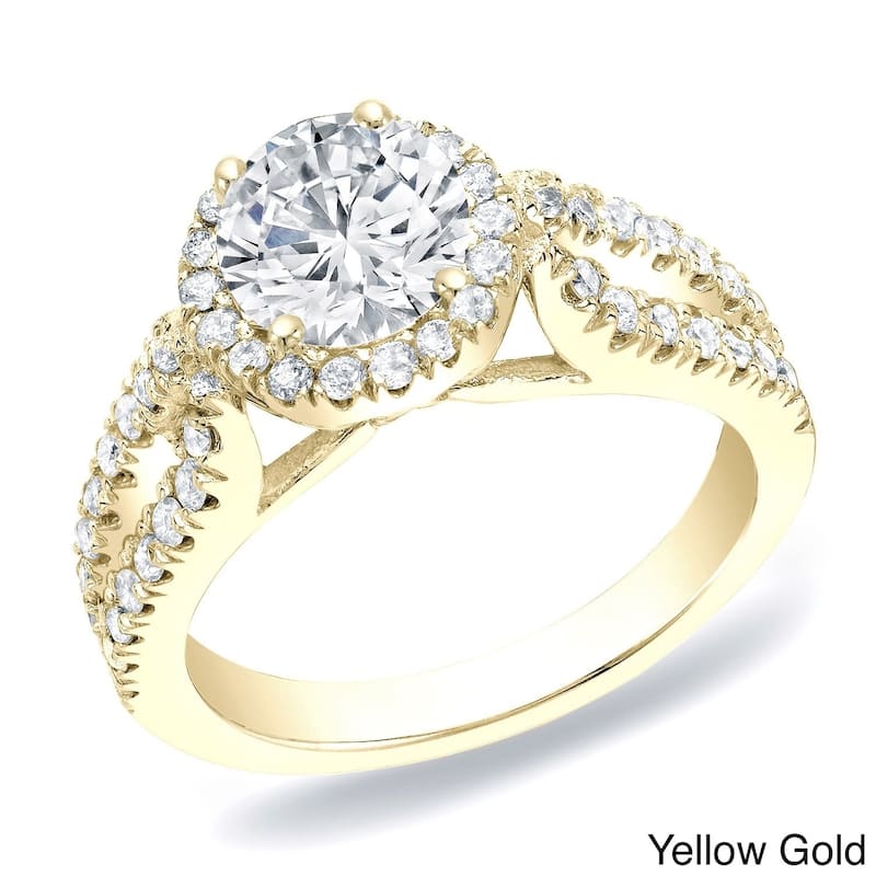Auriya 14k Gold 1 1/4ctw Split-shank Halo Diamond Engagement Ring - 9.5 - Yellow