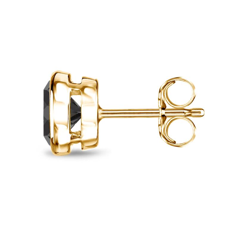 Auriya 1/2 to 4ctw Round Black Diamond Stud Earrings 14k Yellow Gold Bezel-set