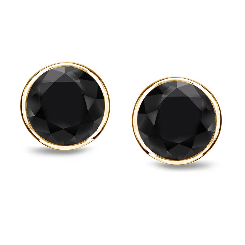Auriya 1/2 to 4ctw Round Black Diamond Stud Earrings 14k Yellow Gold Bezel-set