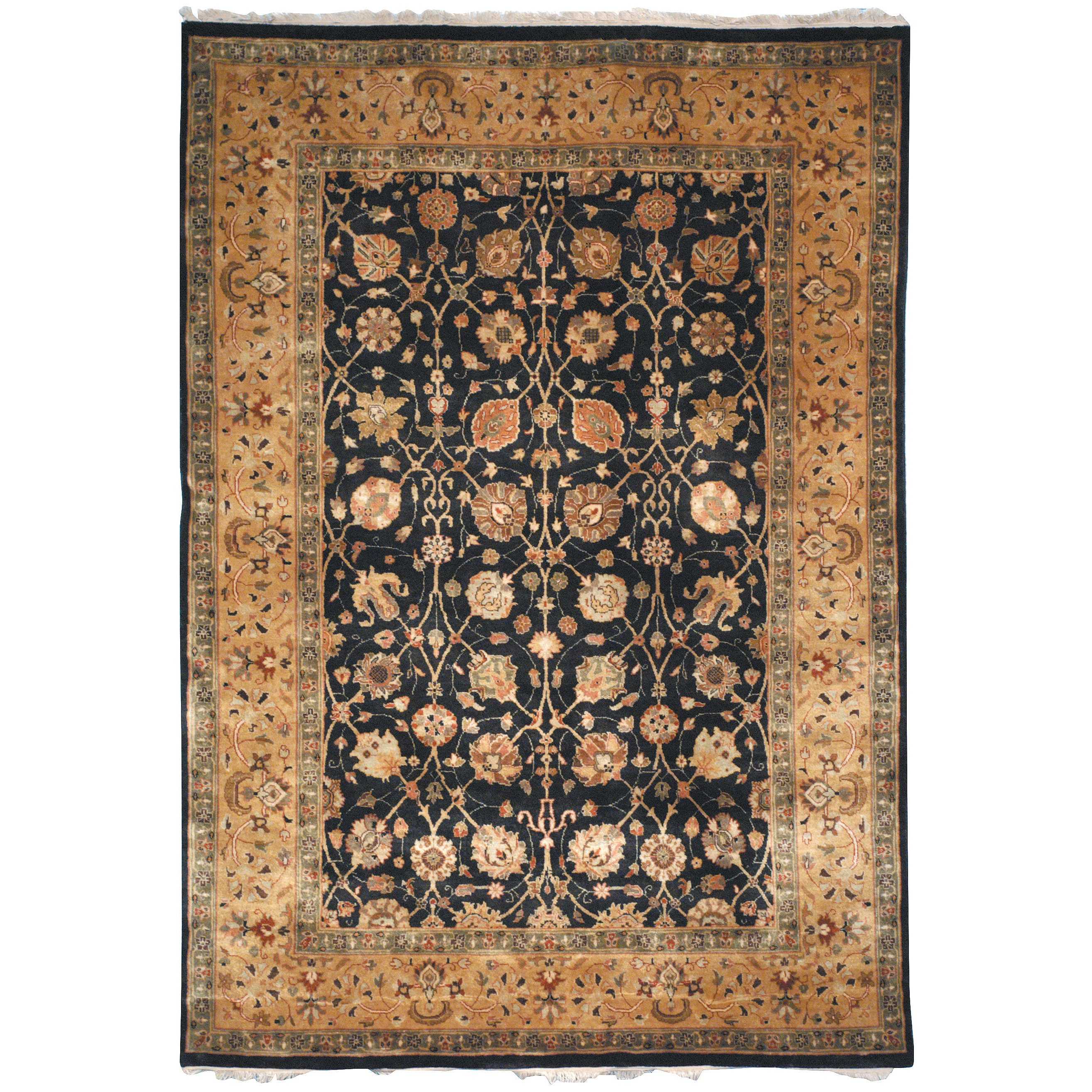 Safavieh Hand knotted Ganges River Black/ Gold Wool Rug (6 X 9)