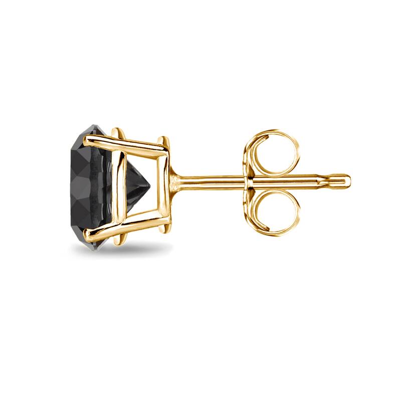 Auriya 1/2 to 4ctw Round Black Diamond Stud Earrings Pair 14k Yellow Gold